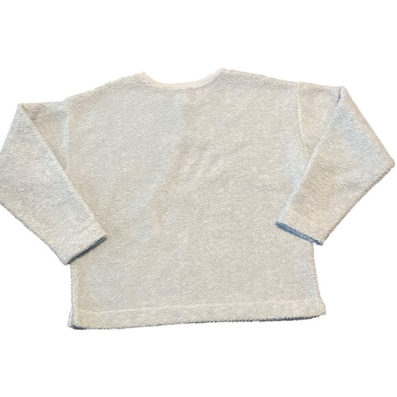 Ann Taylor Loft Faux Sherpa Pullover Crewneck Sweatshirt Sky Blue Womens SMALL - Picture 5 of 8